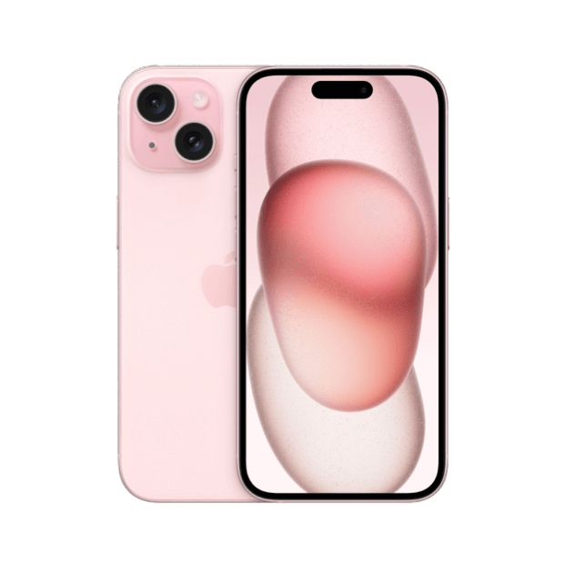 Three Business product image of a pink iPhone 15 business mobile phone