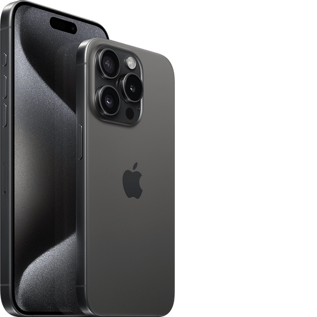 2 iPhone 15 Pro, shown front and back