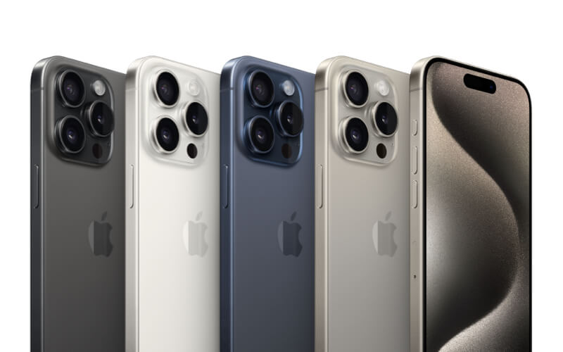 2 iPhone 14 Pros in deep purple, shown front and back