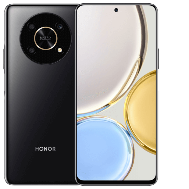 2 iPhone 14 Pros in deep purple, shown front and back