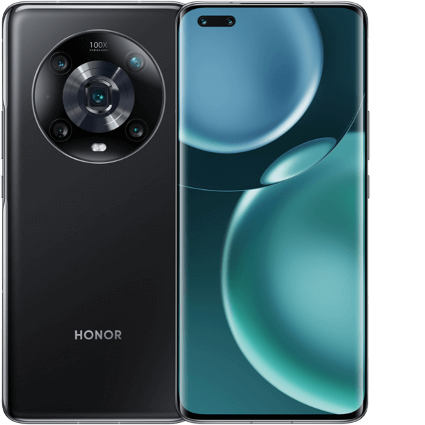 2 iPhone 14s in yellow, shown front and back