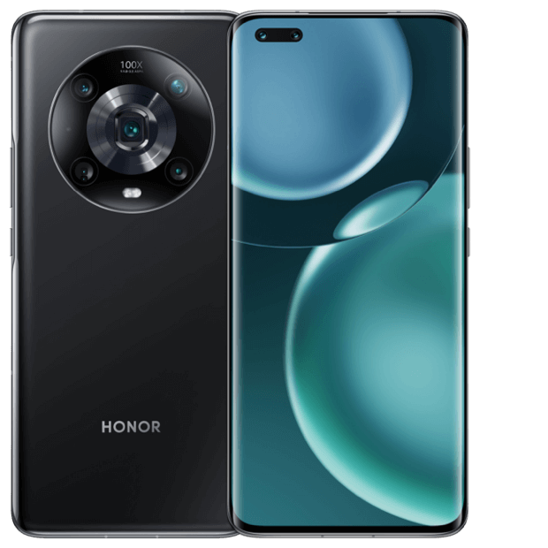 2 iPhone 14 Pro Max in space black, shown front and back