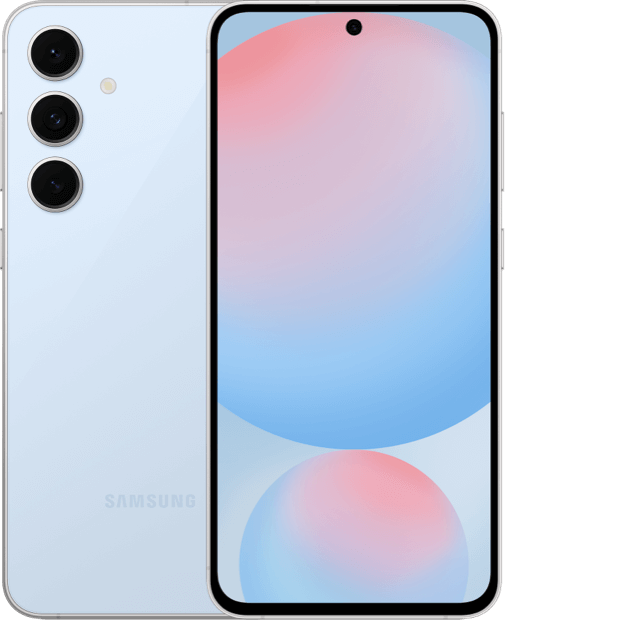 Samsung Galaxy S24 FE front and back in blue