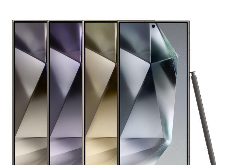 Image of the 4 color variants of the Samsung Galaxy S24 Ultra