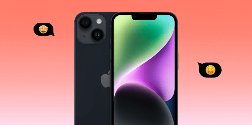 iPhone 14 front/back with emojis