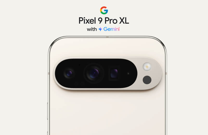 Back view of the Google Pixel 9 Pro XL with Gemini 